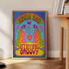 space Kinda Sad Staying Groovy poster blue purple hues wall art unique gift print blend melancholy rhythm various sizes A4 cm A0