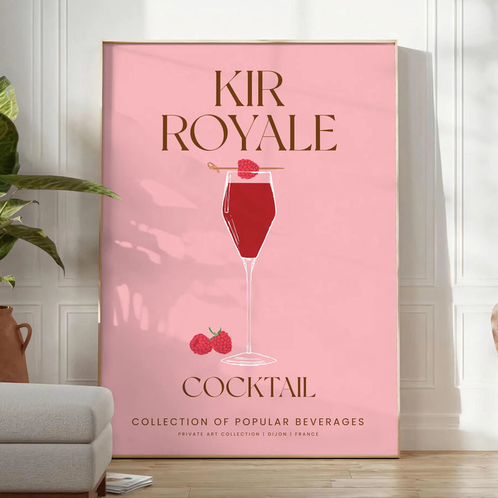 Kir Royale Cocktail Art Travel Poster High Quality Frame Premium Print Home Decor Color