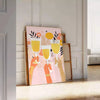 kitchen decor striking black orange poster modern flair artistic charm wall art statement piece unique gift artwork warmth style culinary space A4 cm A0 sizes