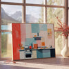 kitchen space vibrant 61 poster lively orange soothing blue tones captivating wall art perfect gift splash style creativity unframed options décor preferences