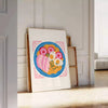 affiche tendance Cuisine 77 orange bleu espace culinaire idée cadeau parfait amoureux gastronomie formats A4 cm A0