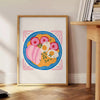 affiche tendance Cuisine 77 orange bleu espace culinaire idée cadeau parfait amoureux gastronomie formats A4 cm A0