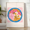 affiche tendance Cuisine 77 orange bleu espace culinaire idée cadeau parfait amoureux gastronomie formats A4 cm A0