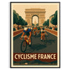 Póster de ciclismo del Tour de Francia en tonos verdes y marrones, ideal para los amantes del ciclismo. Disponible en varias