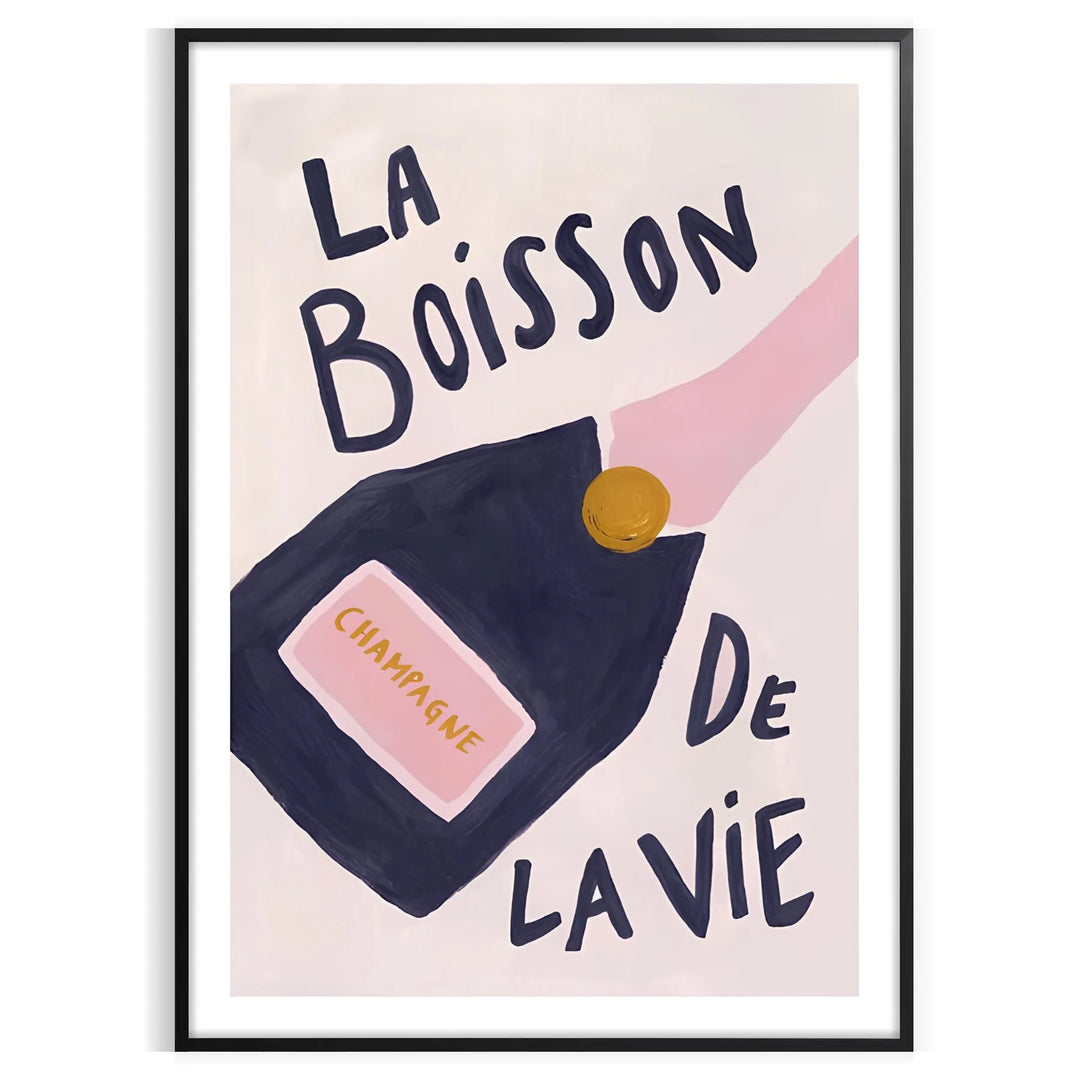 La Boisson De Vie Champagne Coktail Popular Art Print Travel Poster High Quality Frame Premium Print Home Decor Color