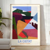 space La Ciota vintage travel art poster vibrant orange bold black hues eye wall perfect unique gift stylish addition own décor unframed edition style