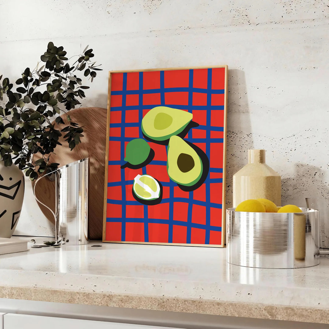 Ζωντανή αφίσα Legume 3 με λαχανικά σε κίτρινες και μπλε αποχρώσεις, ιδανική για διακόσμηση και δώρο