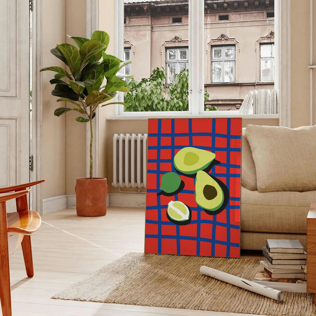 Ζωντανή αφίσα Legume 3 με λαχανικά σε κίτρινες και μπλε αποχρώσεις, ιδανική για διακόσμηση και δώρο