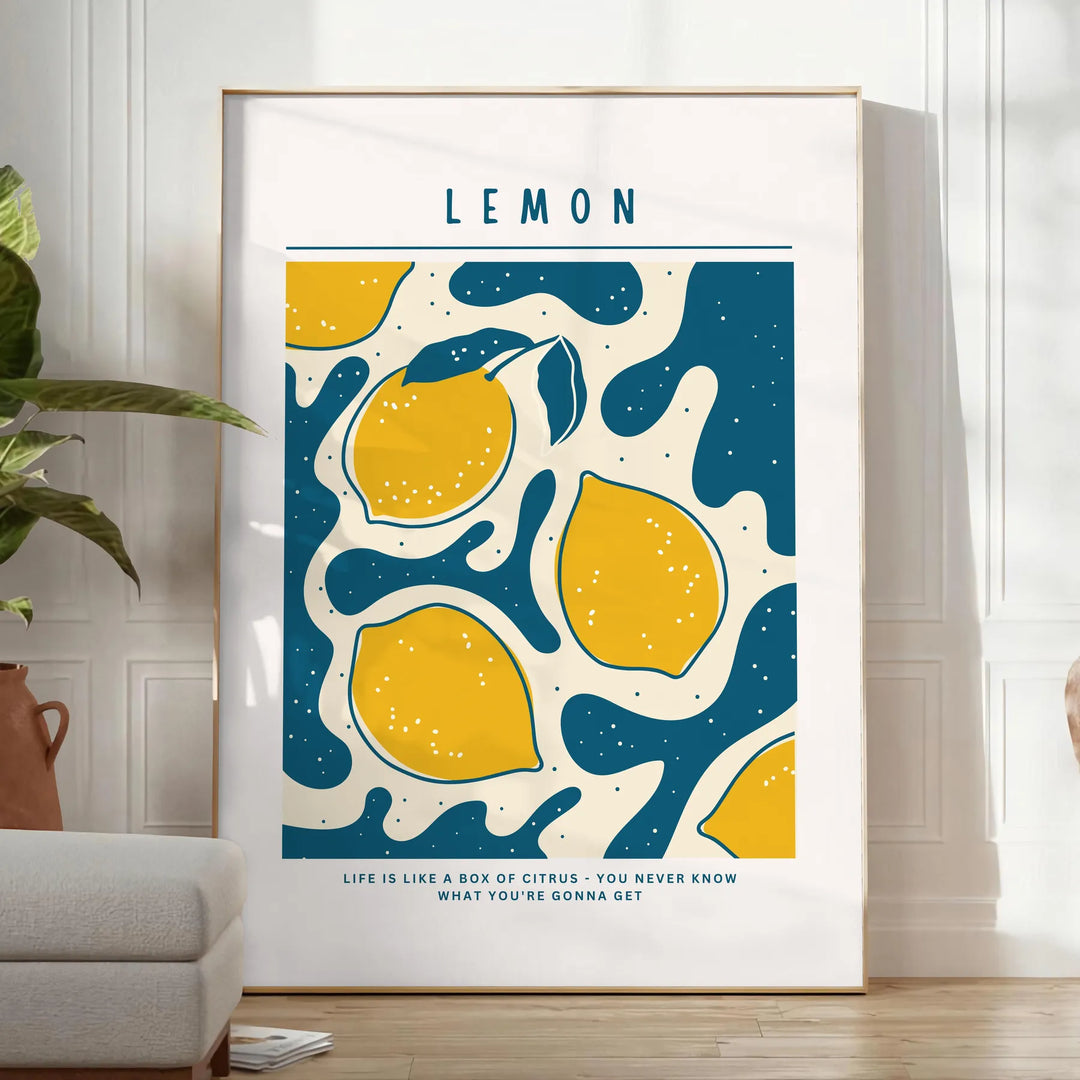 Lemon Kitchen Poster Travel Poster High Quality Frame Premium Print Home Decor Color