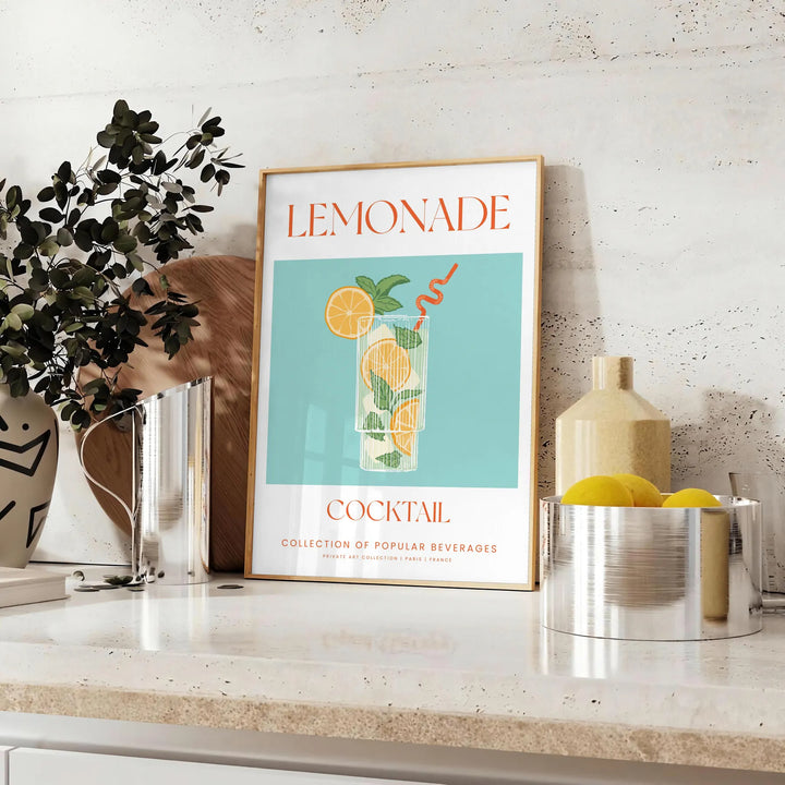 Lemonade Cocktail Poster Travel Poster High Quality Frame Premium Print Home Decor Color