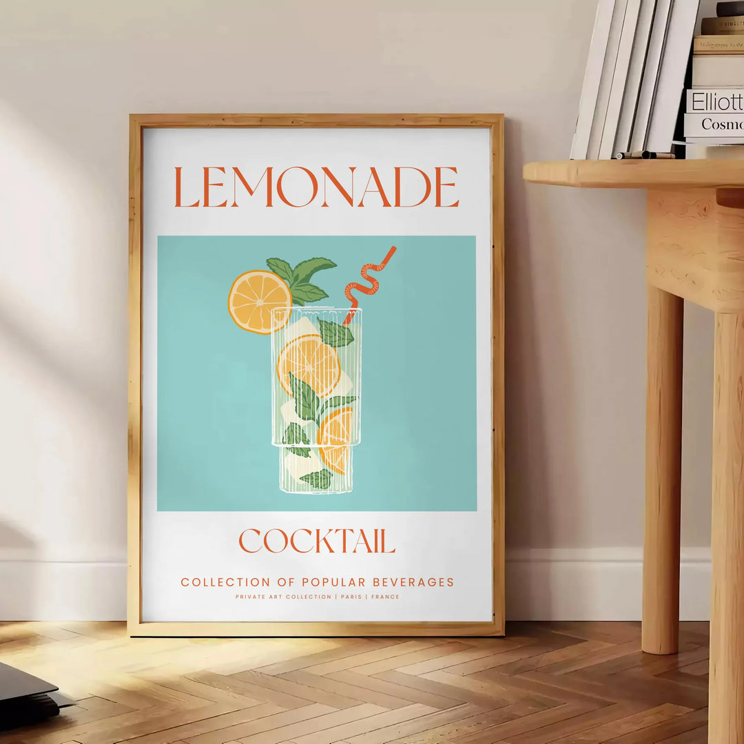 Lemonade Cocktail Poster Travel Poster High Quality Frame Premium Print Home Decor Color