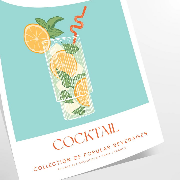 Lemonade Cocktail Poster Travel Poster High Quality Frame Premium Print Home Decor Color