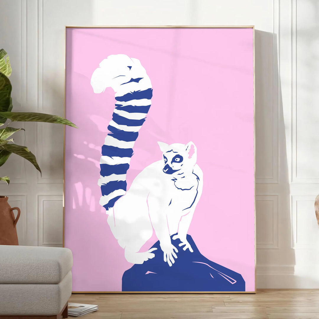 Lemur Animal Wall Art Travel Poster High Quality Frame Premium Print Home Decor Color