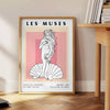 space Les Muses woman graphic poster black orange wall art thoughtful gift artwork artistic flair room multiple sizes A4 cm A0