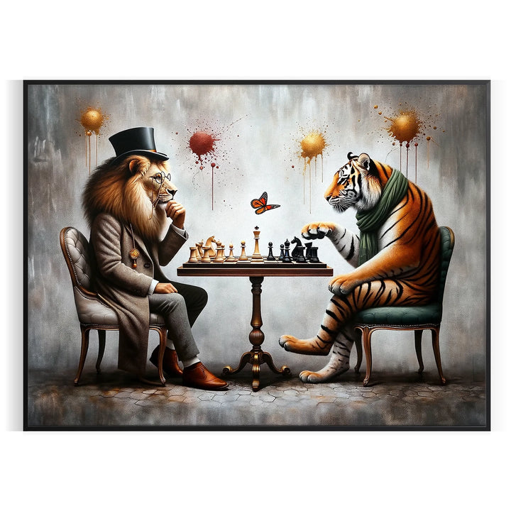 Échecs Lion Tigre Poster 