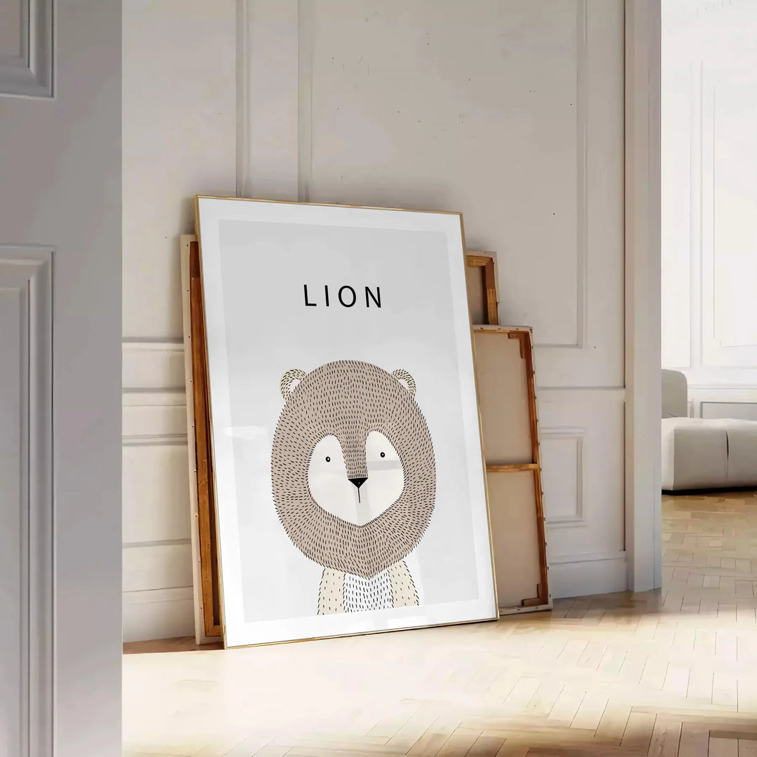 Lion Animal Wall Art Travel Poster High Quality Frame Premium Print Home Decor Color