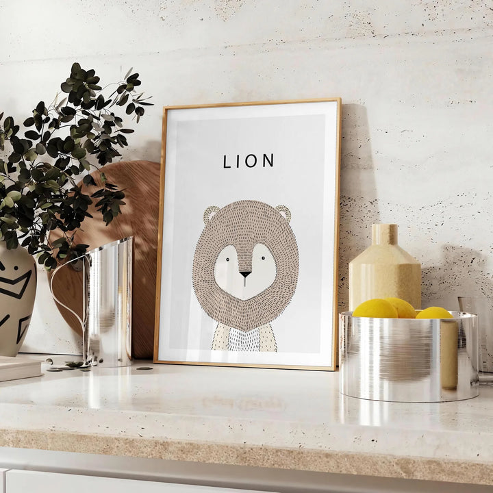 Lion Animal Wall Art Travel Poster High Quality Frame Premium Print Home Decor Color