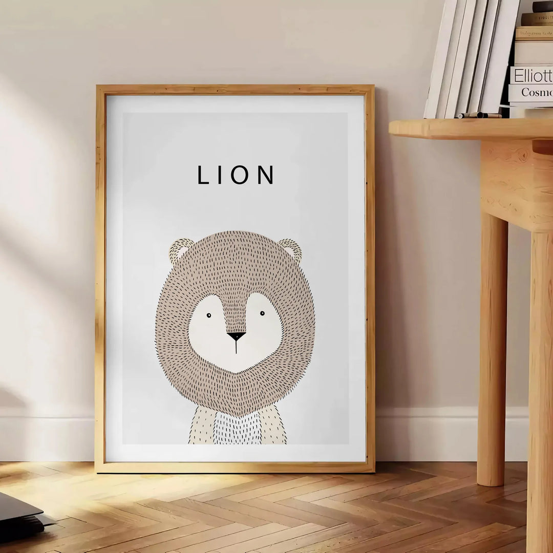 Lion Animal Wall Art Travel Poster High Quality Frame Premium Print Home Decor Color