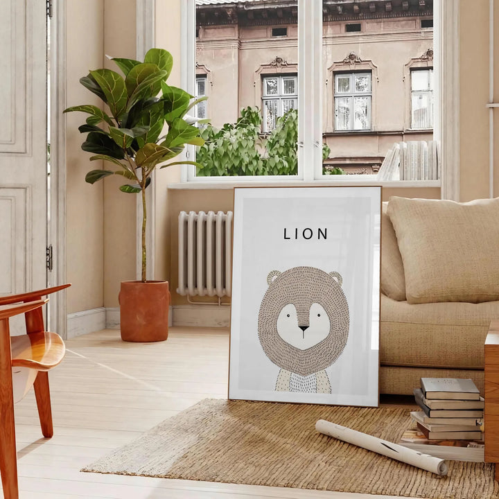 Lion Animal Wall Art Travel Poster High Quality Frame Premium Print Home Decor Color