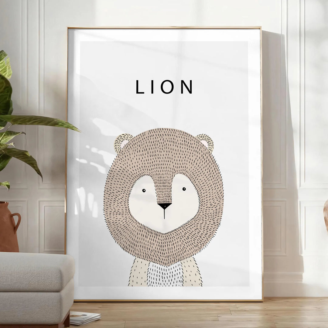 Lion Animal Wall Art Travel Poster High Quality Frame Premium Print Home Decor Color