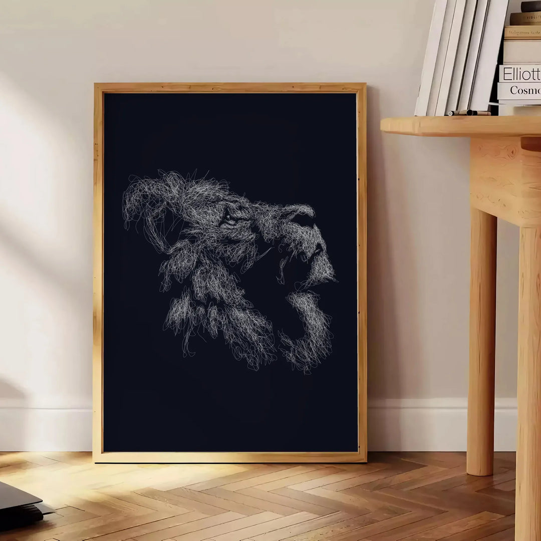 Lion Black Animal Art Travel Poster High Quality Frame Premium Print Home Decor Color