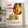 space stunning Lion Travel Art Poster vibrant yellow earthy brown hues wall unique gift captivating print safari elegance decor sizes A4 cm A0