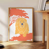 majestic beauty wildlife Lion Poster vibrant orange blue hues stunning wall art perfect gift nature enthusiasts space artwork sizes A4 cm A0