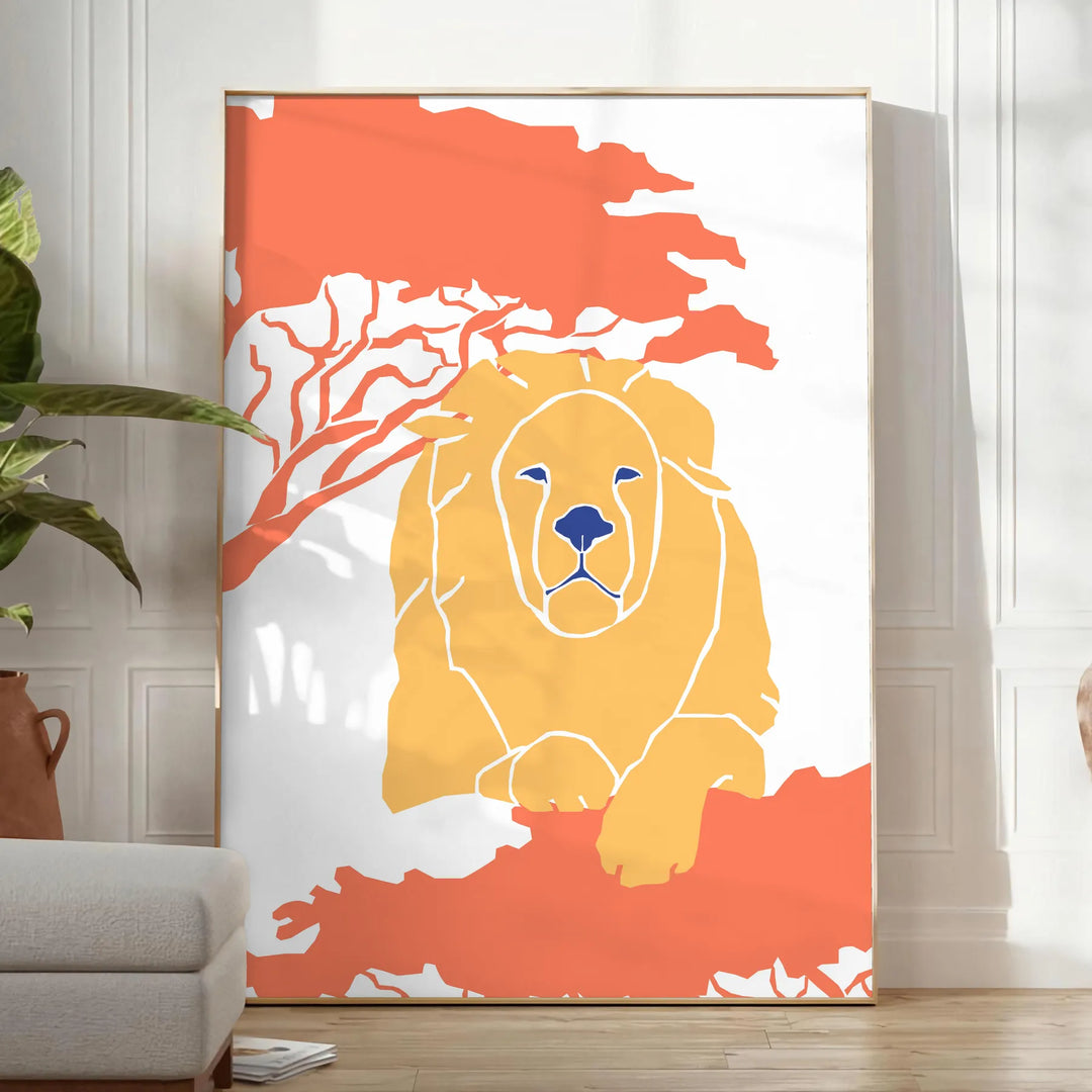 Lion Wildlife Wall Art Travel Poster High Quality Frame Premium Print Home Decor Color