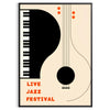 space vibrant rhythm Live Jazz Festival LR maximalist poster orange black striking wall art perfect gift music lovers sizes A4 cm A0 decor stunning artwork