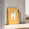 space vibrant llama poster playful design lively orange yellow hues captivating wall art unique gift splash joy room sizes A4 cm A0