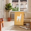 space vibrant llama poster playful design lively orange yellow hues captivating wall art unique gift splash joy room sizes A4 cm A0