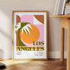 stunning Los Angeles California vintage travel poster vibrant orange green hues wall art captivating artwork nostalgic touch room unique gift sizes A4 cm A0
