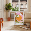 stunning Los Angeles California vintage travel poster vibrant orange green hues wall art captivating artwork nostalgic touch room unique gift sizes A4 cm A0
