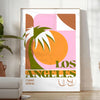 stunning Los Angeles California vintage travel poster vibrant orange green hues wall art captivating artwork nostalgic touch room unique gift sizes A4 cm A0