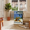 Los Angeles vintage travel poster lush green crisp white hues wall art thoughtful gift artwork charm LA golden era decor stylish print available