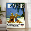 Los Angeles vintage travel poster lush green crisp white hues wall art thoughtful gift artwork charm LA golden era decor stylish print available