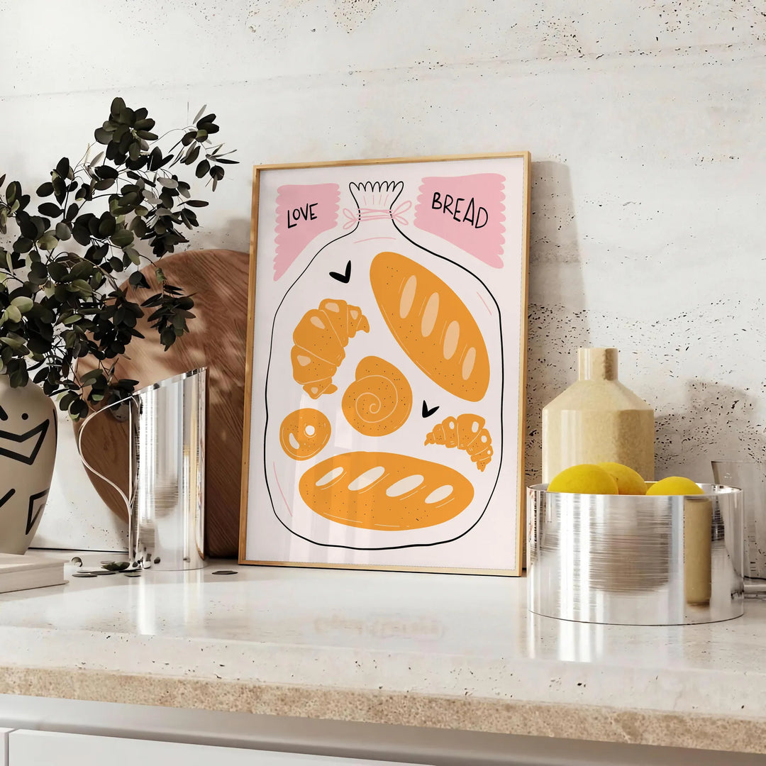 Love Bread Kitchen Print Travel Poster High Quality Frame Premium Print Home Decor Color