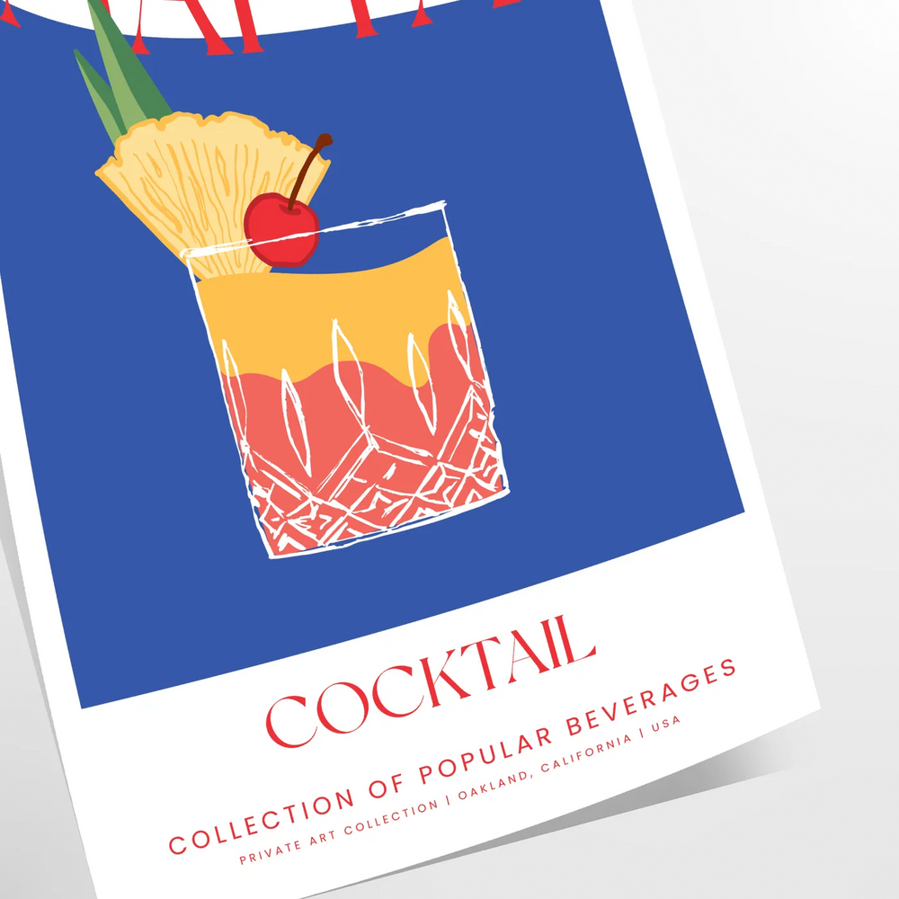 Mai Tai Cocktail Art Print Travel Poster High Quality Frame Premium Print Home Decor Color