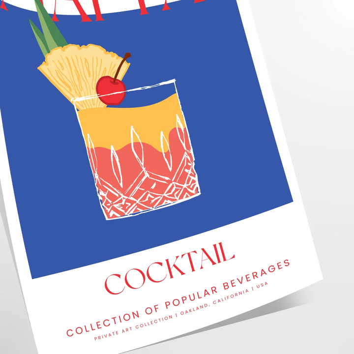 Mai Tai Cocktail Art Print Travel Poster High Quality Frame Premium Print Home Decor Color