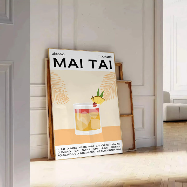 Mai Tai Cocktail Poster Travel Poster High Quality Frame Premium Print Home Decor Color