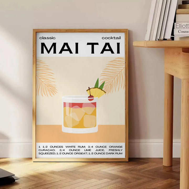 Mai Tai Cocktail Poster Travel Poster High Quality Frame Premium Print Home Decor Color