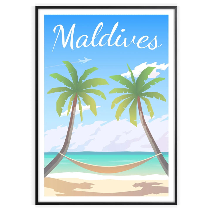 Affiche de voyage imprimée aux Maldives