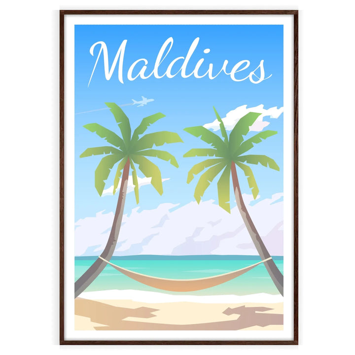 Affiche de voyage imprimée aux Maldives