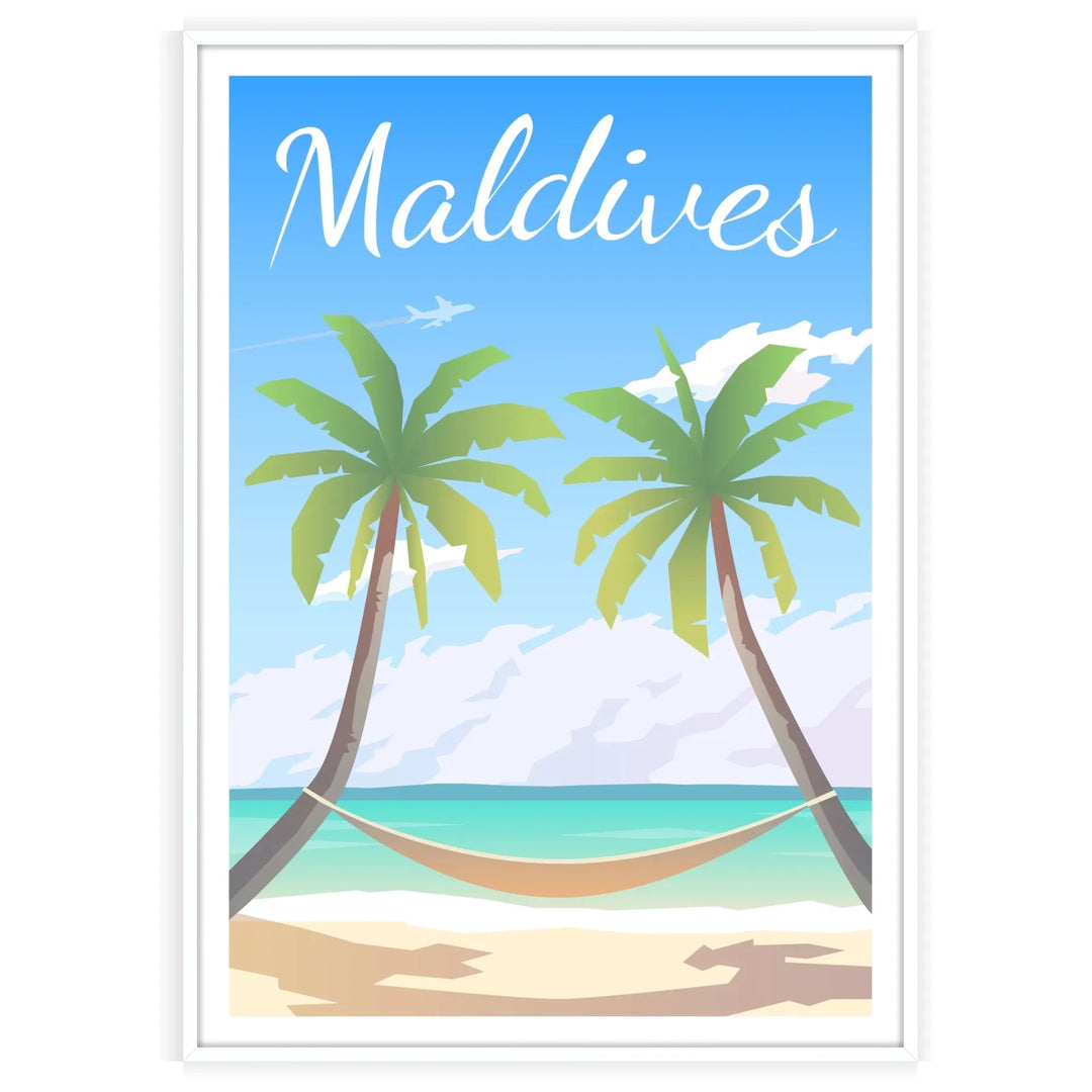 Affiche de voyage imprimée aux Maldives