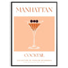 space stunning Manhattan Cocktail Poster sleek black vibrant orange hues gift wall art print touch sophistication setting framed ready options lovers enthusiasts