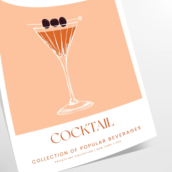 Manhattan Cocktail Wall Art Travel Poster High Quality Frame Premium Print Home Decor Color