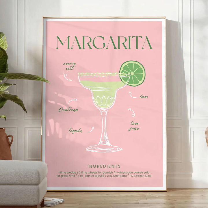 Margarita Cocktail Wall Print Travel Poster High Quality Frame Premium Print Home Decor Color