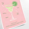 espace affiche cocktail Margarita teintes vibrantes vert orange cadeau parfait amateurs cocktails amoureux design formats A4 cm 60x80 A0