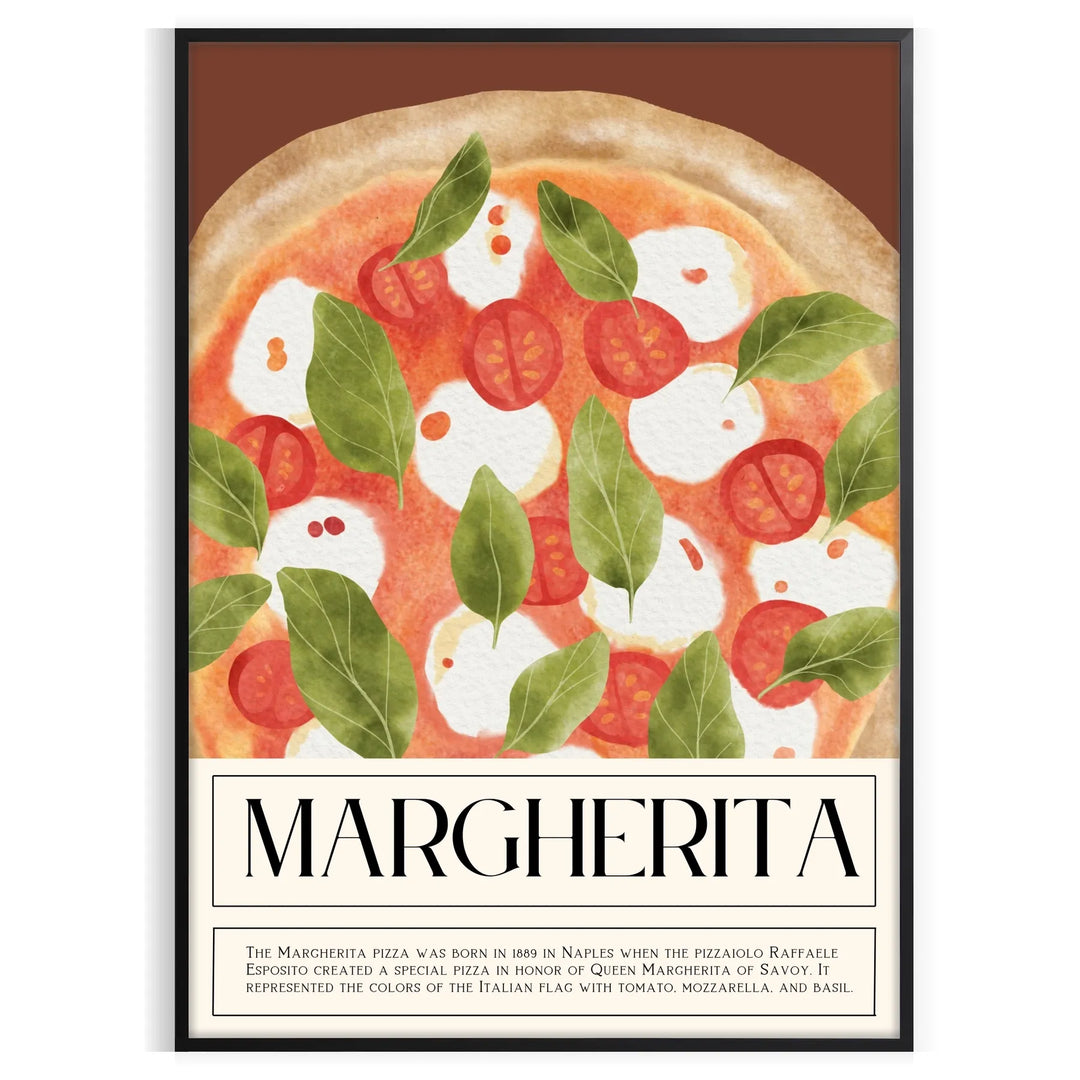 Margherita Pizza Kitchen Wall Print Travel Poster High Quality Frame Premium Print Home Decor Color