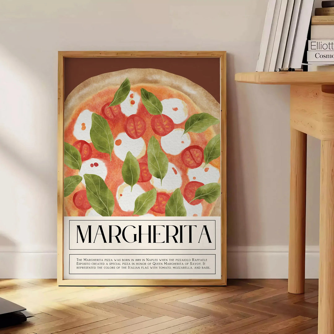 Margherita Pizza Kitchen Wall Print Travel Poster High Quality Frame Premium Print Home Decor Color